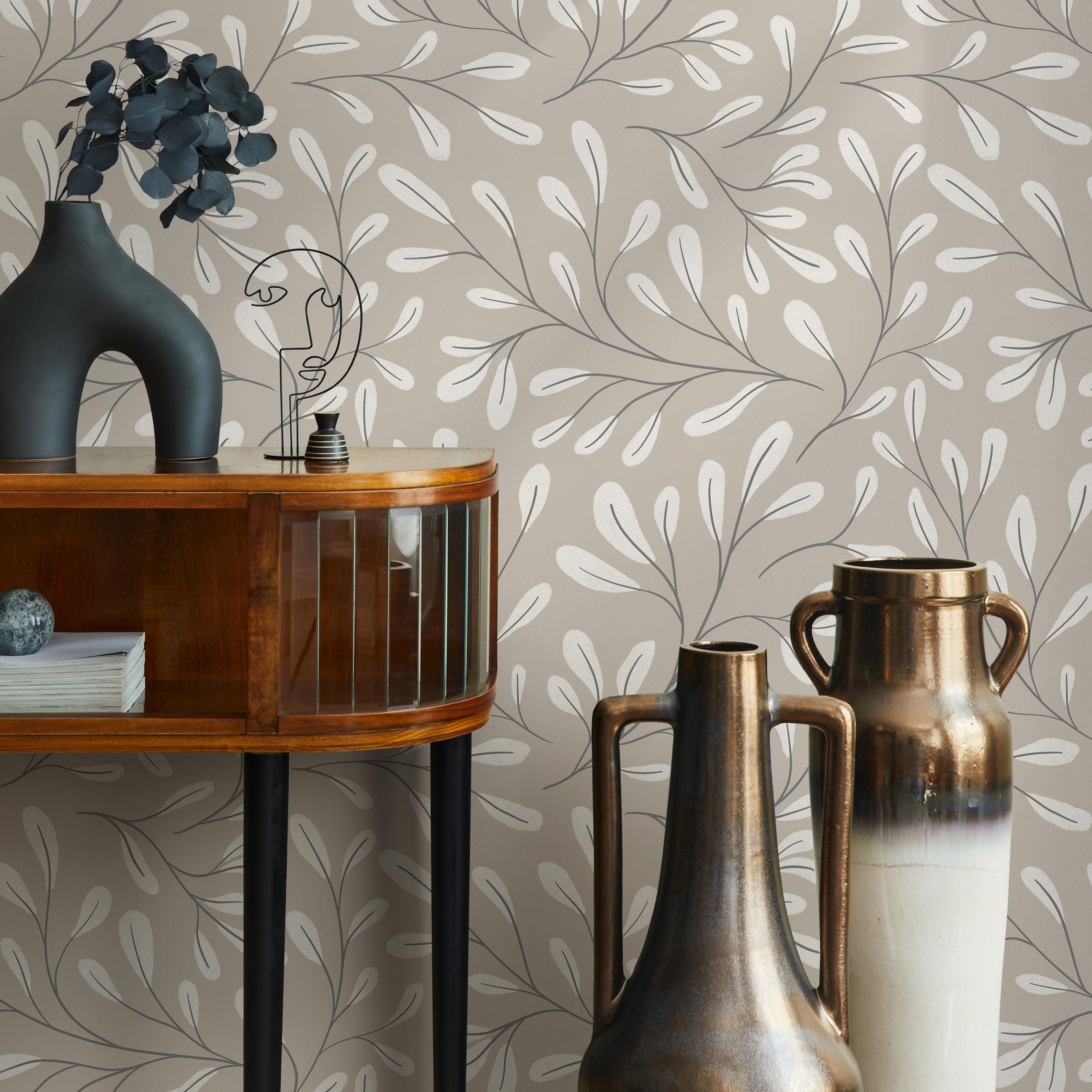 Modern Minimalist Beige White Wallpaper - C910