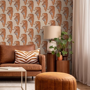 Boho Tiger Wallpaper Removable Peel and Stick Wallpaper, Animal Print Repositionable Peel and Stick Wallpaper - ZADI