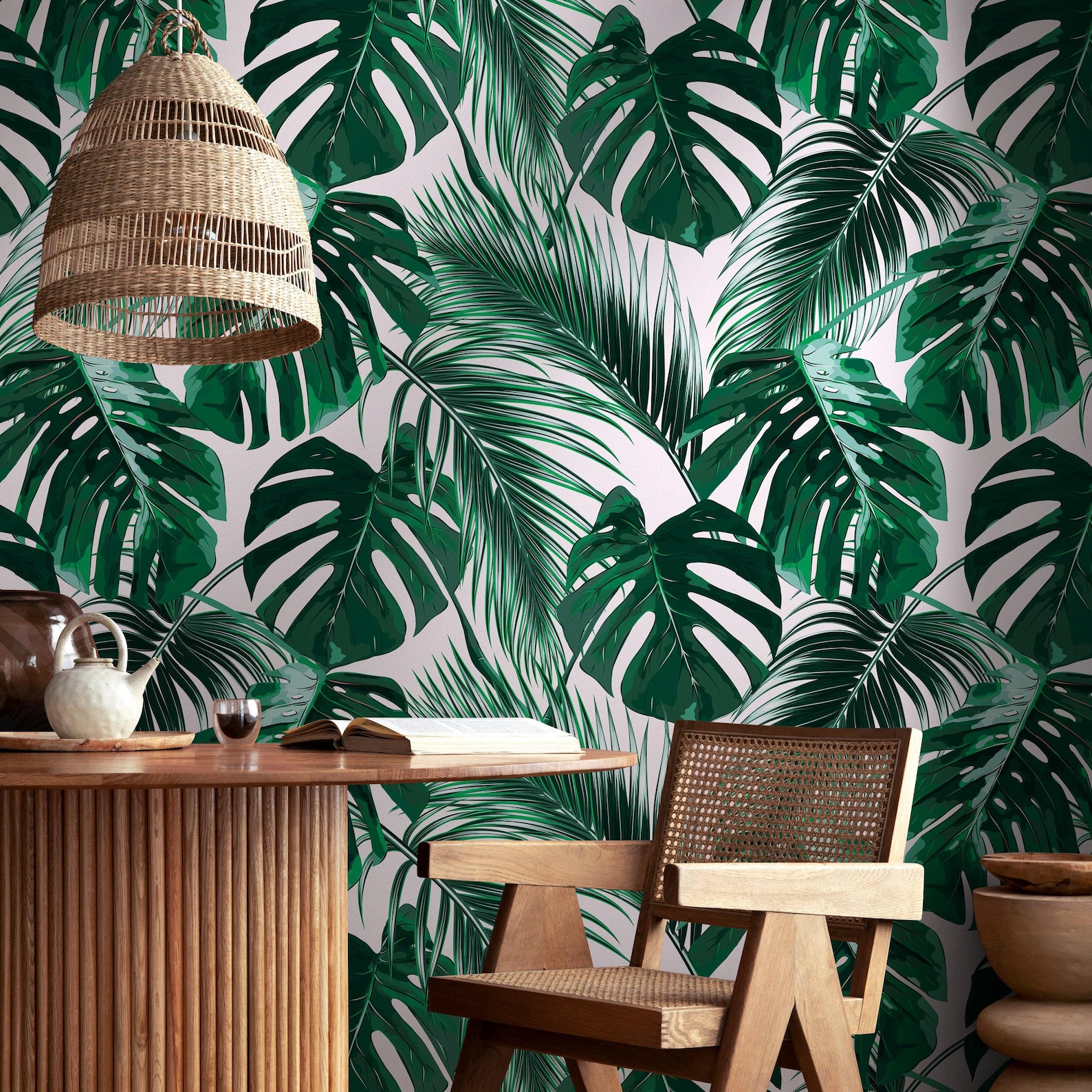 Modern Botanical Emerald Green Wallpaper - B125 - Etsy UK