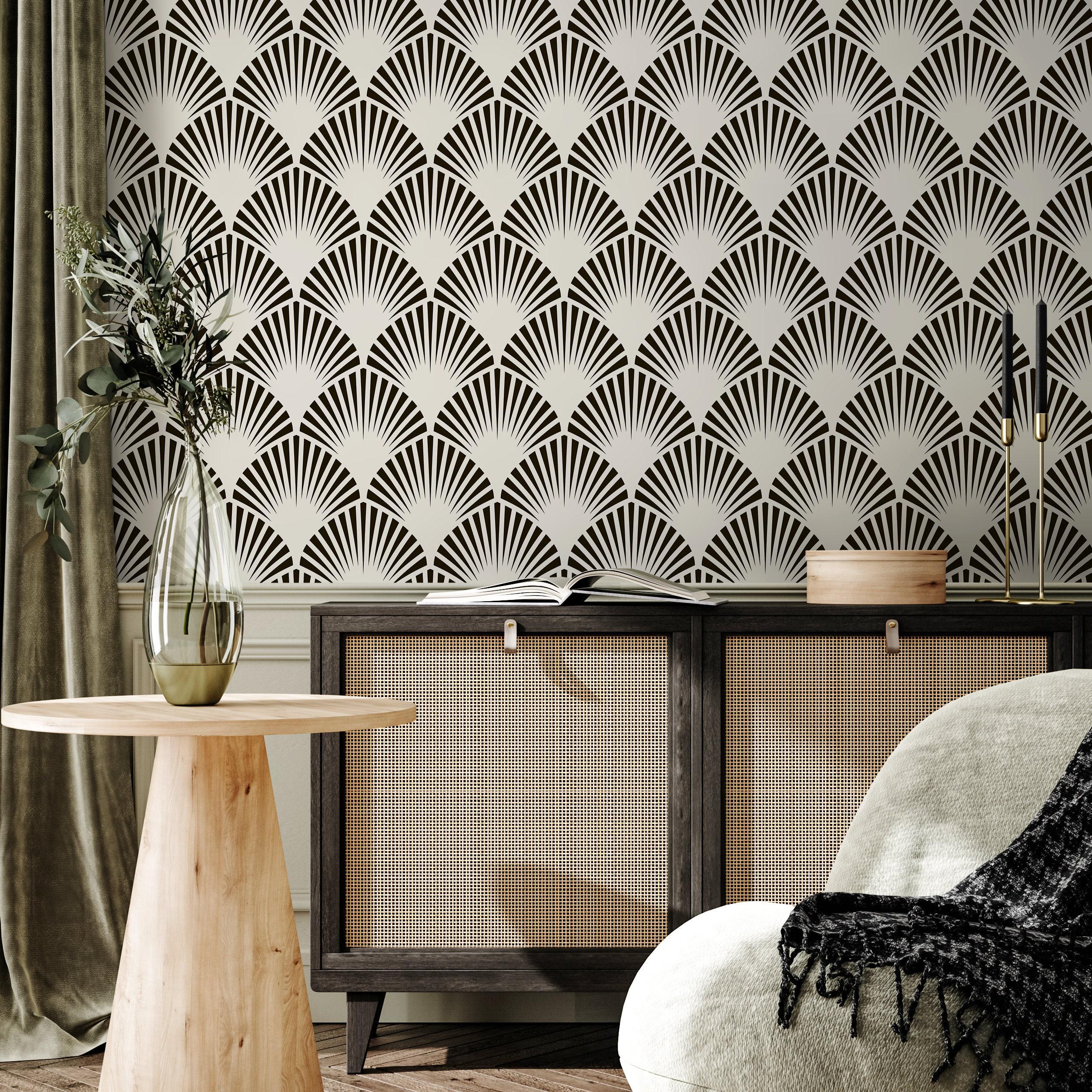 Art Deco Geometric Wallpaper - Black & White - B074 - Etsy