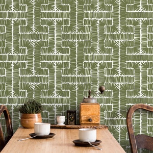 Green Modern Wallpaper / Peel and Stick Wallpaper Removable Wallpaper Home Decor Wall Art Wall Decor Room Decor D047 image 3