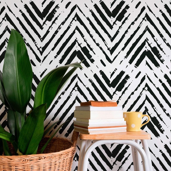 Herringbone Peel and Stick Wallpaper Etsy