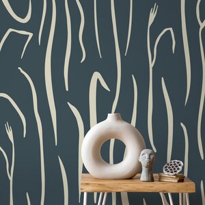 Dark green Abstract Leaf Wallpaper Boho Wallpaper Peel and Stick and Traditional Wallpaper D618 image 2