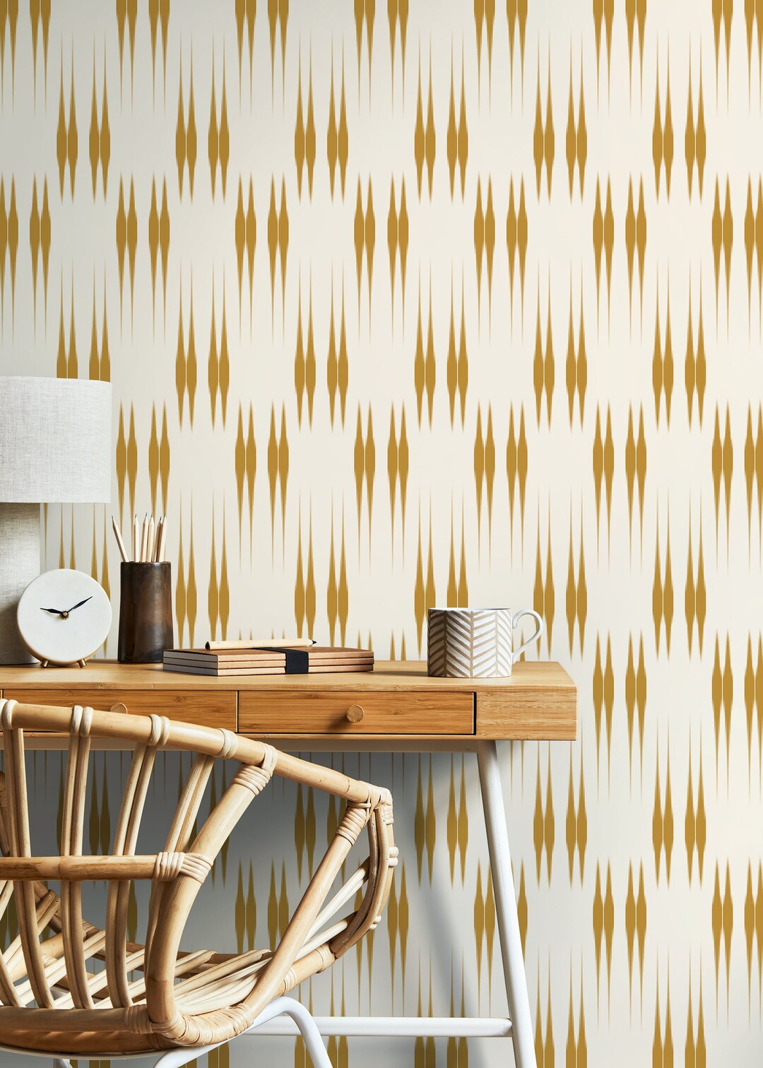 Yellow Modern Wallpaper / Peel and Stick Wallpaper Removable Wallpaper