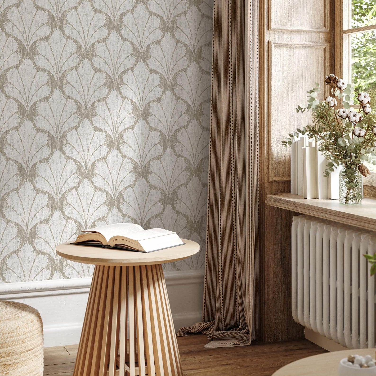 Art Deco Beige White Wallpaper - C929 - Etsy