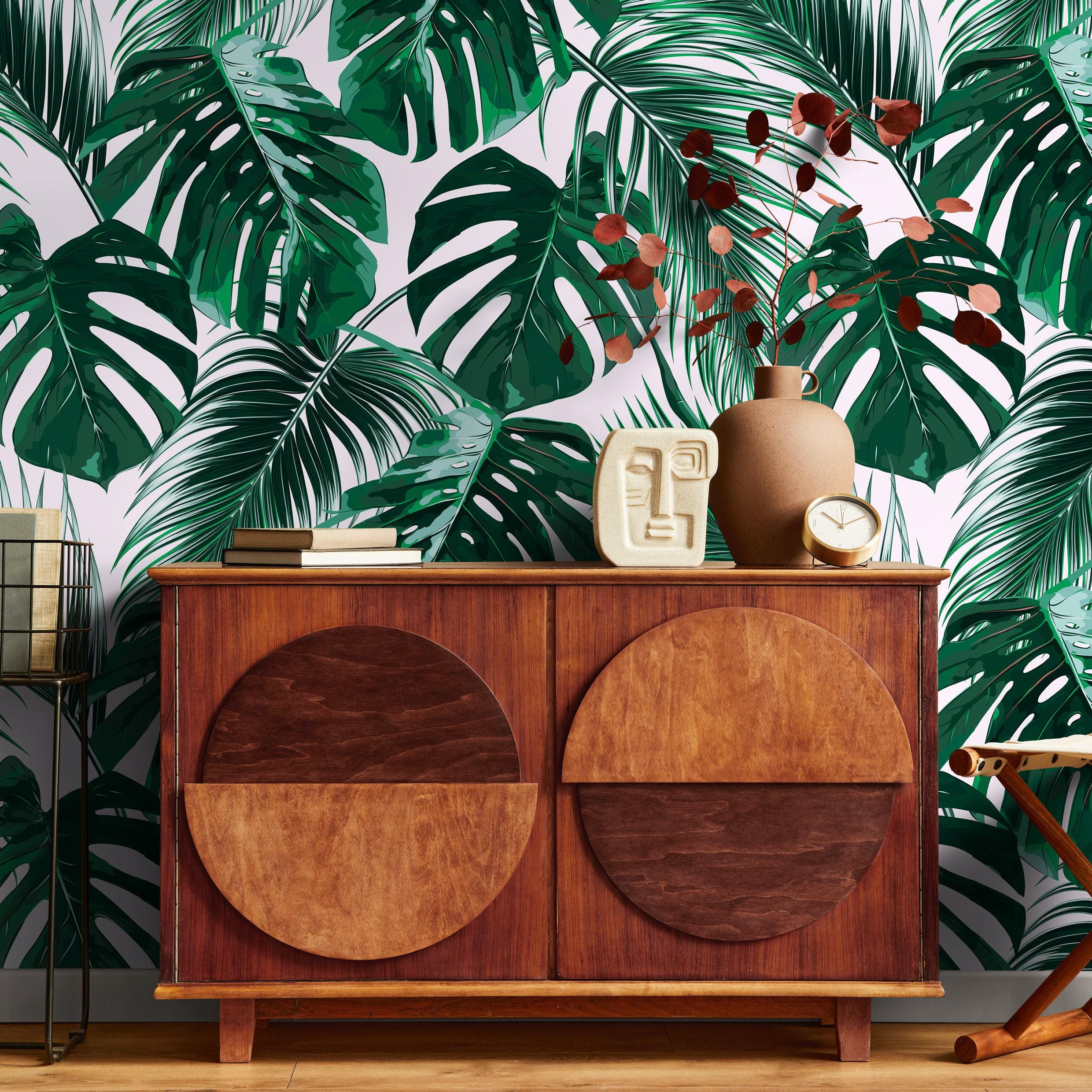 Modern Botanical Emerald Green Wallpaper - B125 - Etsy UK