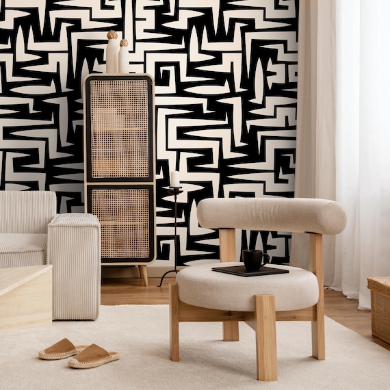 Wallpaper Peel and Stick Wallpaper Removable Wallpaper Home Decor Wall Art Wall Decor Room Decor / Abstract Geometric Wallpaper - C388