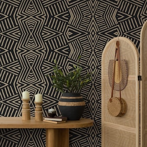 Tribal Wallpaper Aztec Peel And Stick Wallpaper Black Removable Tribal Print Wallpaper - ZAEM