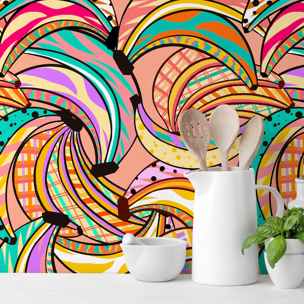 Wallpaper Removable Wallpaper Peel and Stick Wallpaper Wall Decor Home Decor Wall Art Printable Wall Art / Abstract Banana Wallpaper - C460