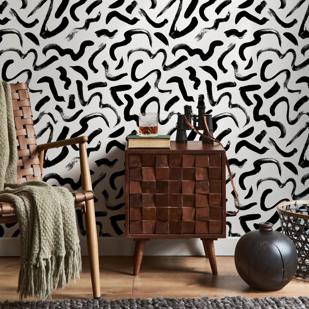 Fresh Look at Abstract Wallpaper With Bold Brush Strokes In Black And White