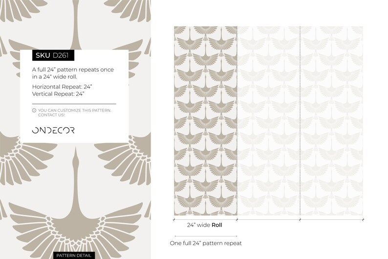 Neutral Swan Birds Wallpaper / Peel and Stick Wallpaper Removable Wallpaper Home Decor Wall Art Wall Decor Room Decor - D261 image 6