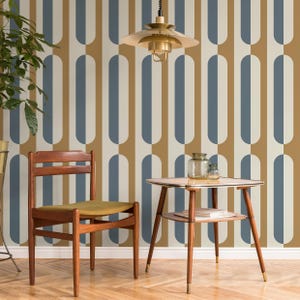 Abstract retro wallpaper, removable wall decal with retro round style, colorful background - Peel and stick - E038