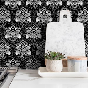 Wallpaper Peel and Stick Wallpaper Removable Wallpaper Home Decor Wall Art Wall Decor Room Decor / Unique Black and White Wallpaper - X088