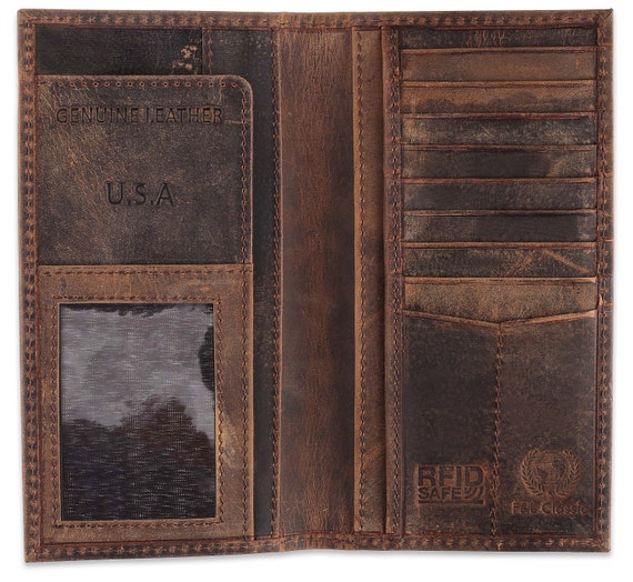 Buffalo Leather RFID Wallet - RFID Blocking Protection - Made in USA