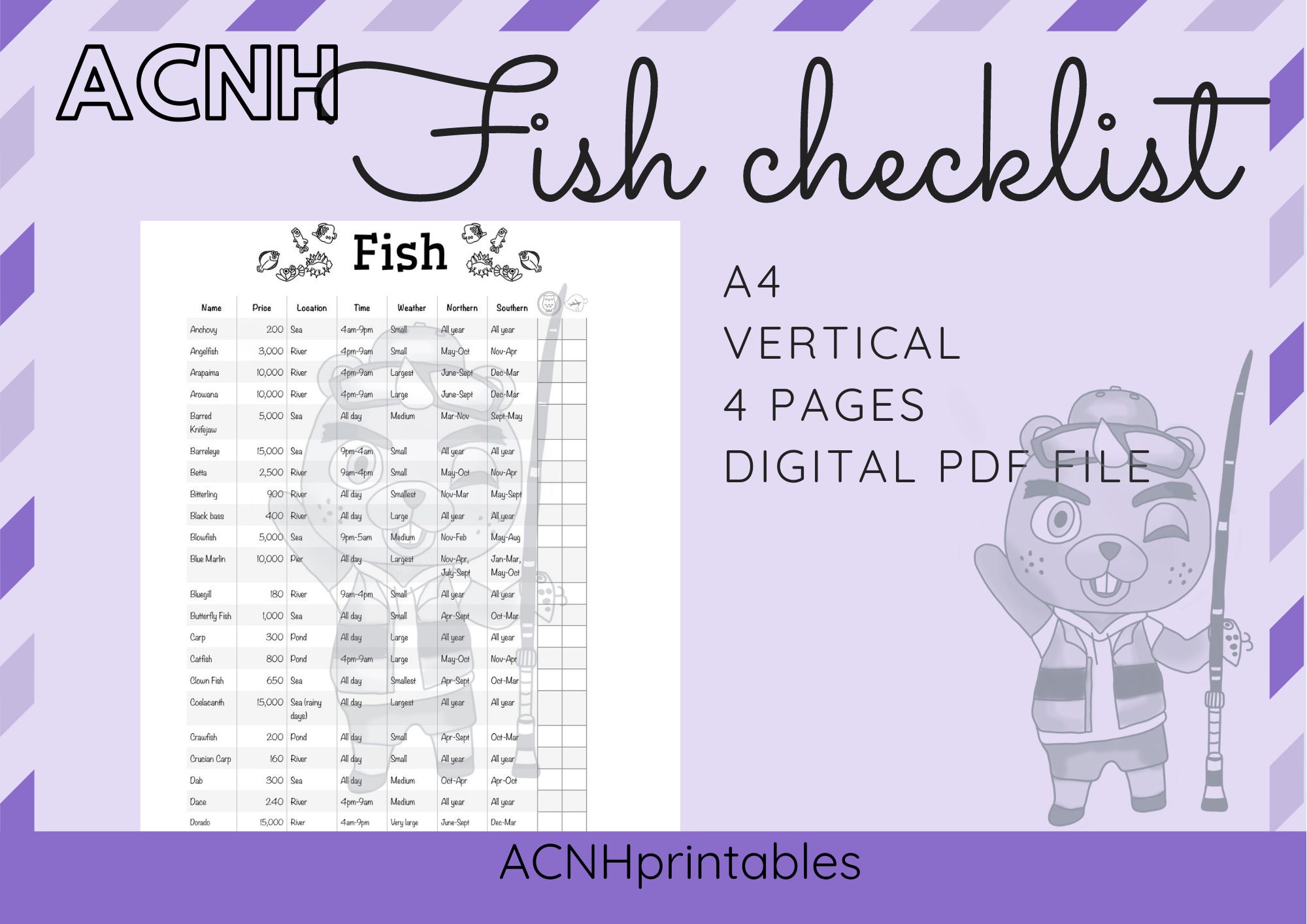 ACNH Printable Checklist