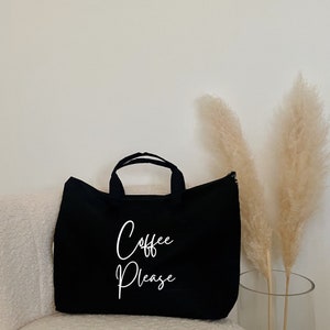 XL Zippered Coffee Bag| Coffee Canvas Bag | Coffee Tote Bag | Coffee Lover Gift |Gifts for Coffee Lover |Iced Coffee Lover Gift |Coffee Gift