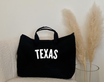 XL Zippered Texas Tote Bag | Texas Bag | Texas Canvas Bag | Texas Gifts | Texas Souvenir | Houston Bag | Dallas Bag | Aesthetic Tote Bag