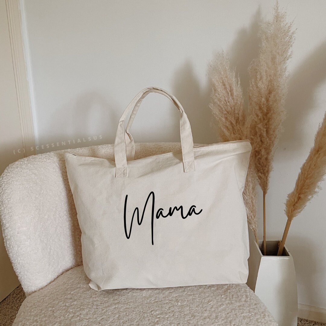 XL ZIPPERED Mama Tote Bag | Mommy Bag | Mama Bag | Hospital Bag | Mom…