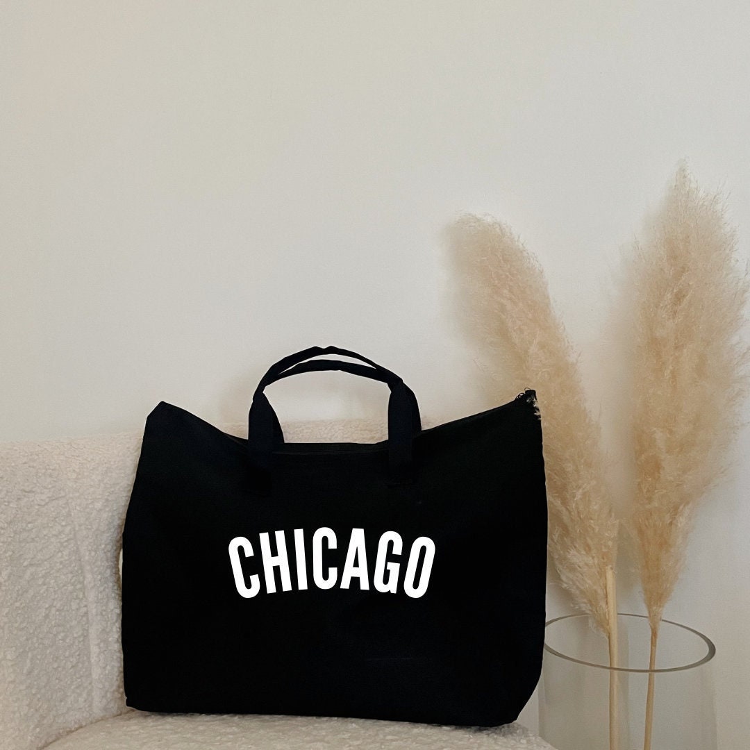 XL Zippered Chicago Tote Bag Chicago Bag Chicago Tote Bag Chicago Gifts Illinois Tote Bag