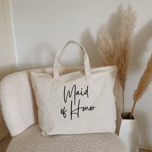 XL Zippered Maid of Honor Tote Bags | Maid of Honor Proposal Gifts | Gift for Maid of Honor Proposal | Maid of Honor Gift |Bridal Party Gift