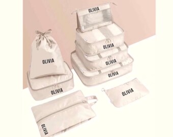 8 PCS BEIGE Travel Organizer Set 