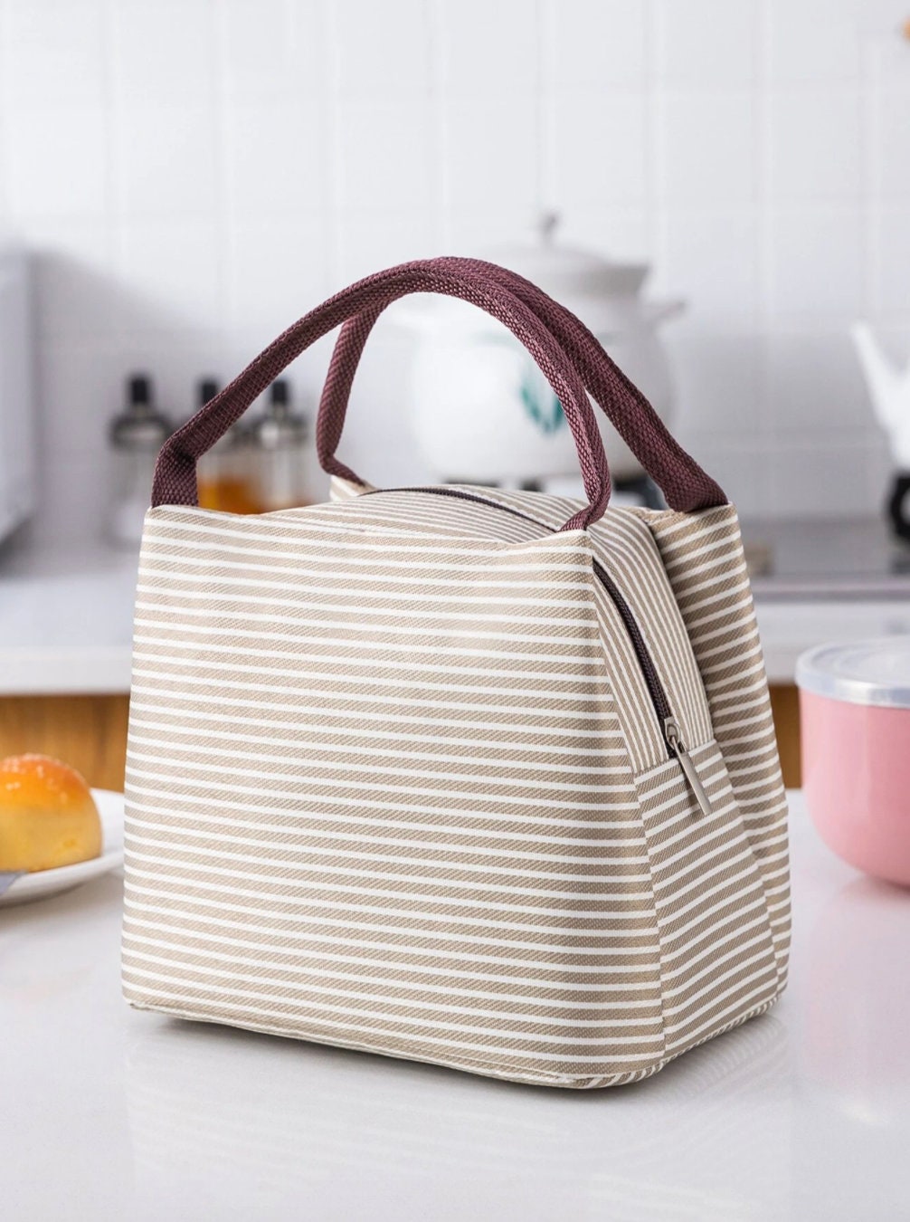 PERSONALIZED Insulated Work Lunch Bag Beige Lunch Bag Etsy