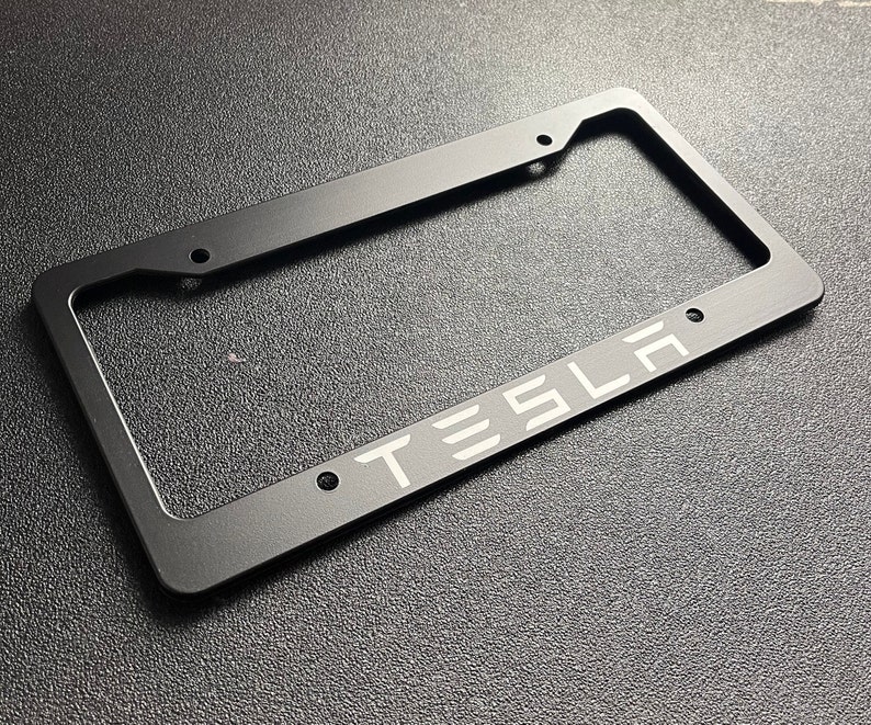 TESLA License Plate Frame Black and White Etsy