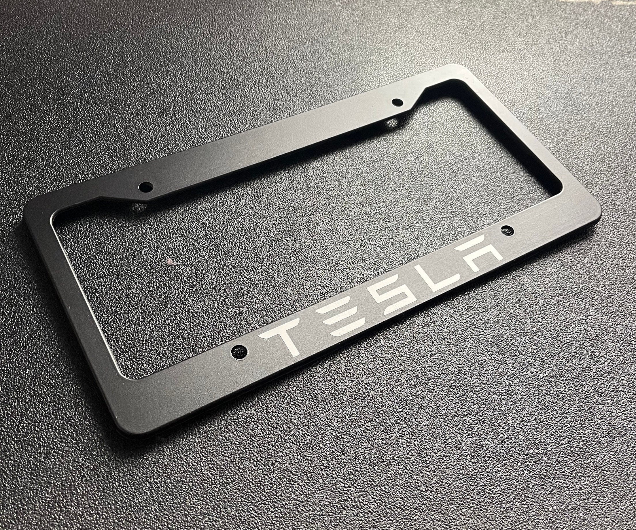 TESLA License Plate Frame Black and White Etsy