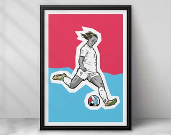 Beth Mead England Print - Women's Football Wall Art - Portrait Poster  - A5 A4