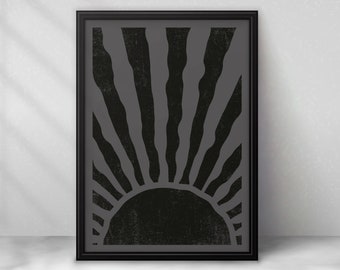 Black Sunrise Poster - Halloween Goth Vibes - Minimalist Portrait - A5 A4 A3