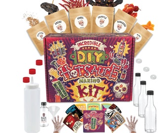 DIY Hot Sauce Making Kit, Cooking Gift, Gift for Men, 32 Piece Gourmet Set to Make Your Own Hot Sauces!