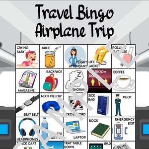 Travel Bingo Airplane Trip Kids Travel Holiday Vacation Etsy