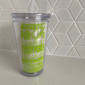 Golf Tumbler Cup – Personalised Sports Gift – Custom Name Bottle for Golfers