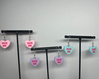 Candy Heart Earrings – Conversation Hearts – Valentine's Gift – Fun Jewellery