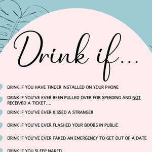 Drink If... Printable Game - Bachelorette Party / Bridal Shower ...