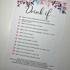 Drink If... Printable Game Bachelorette Party / Bridal Shower Digital ...