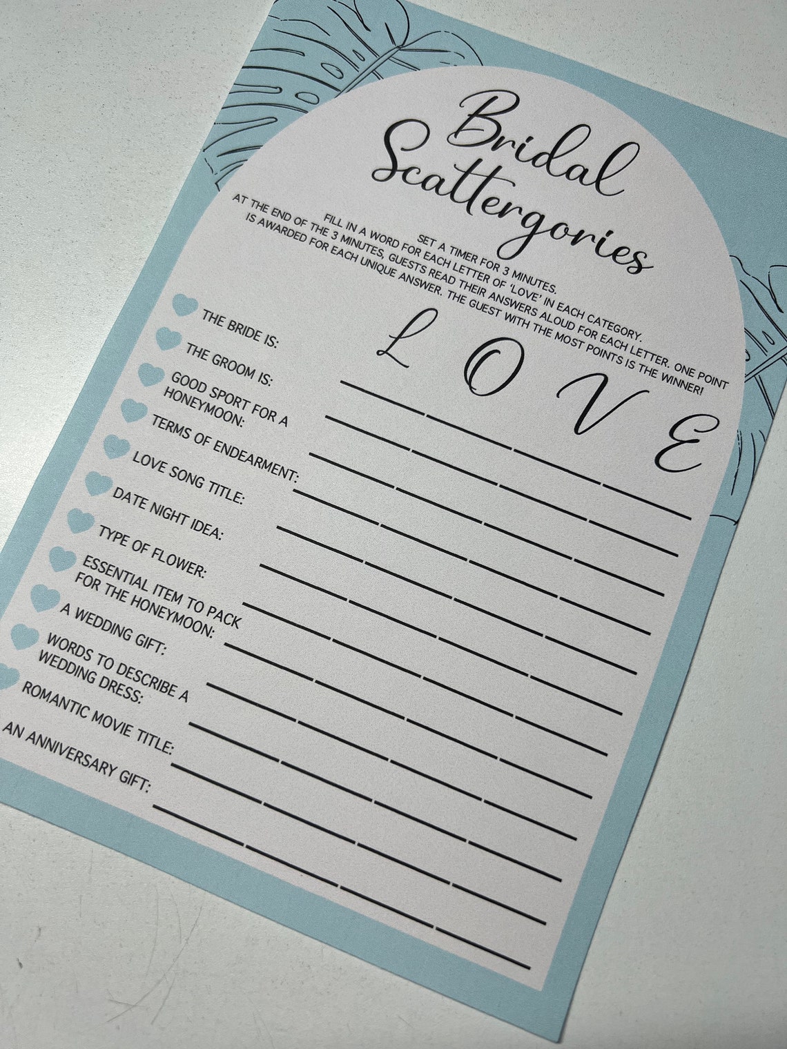 Bridal Scattergories Printable Game Bachelorette Party / - Etsy