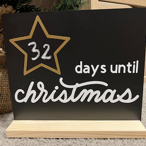 Christmas Countdown Sign – Chalkboard Display – Reusable Holiday Decor
