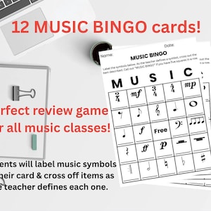 12 Premade MUSIC BINGO cards