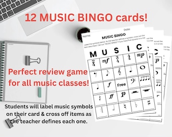 12 Premade MUSIC BINGO cards