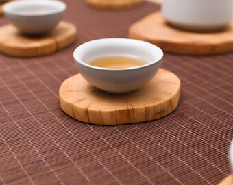 Natural Round Wood Coasters Cup Aromatherapy Candle Mat Tea Coffee Mug Table Wooden Placemat Kitchen Drinks Cake Holder