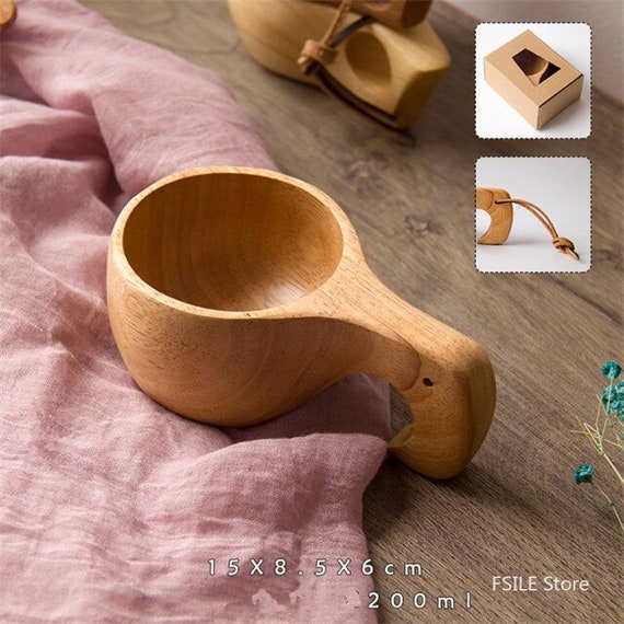 New Chinese Portable Wood Coffee Mug Rubber Wooden Tea Milk Cups Water Drinking  Mugs Drinkware Handmade Juice Lemon Teacup Gift