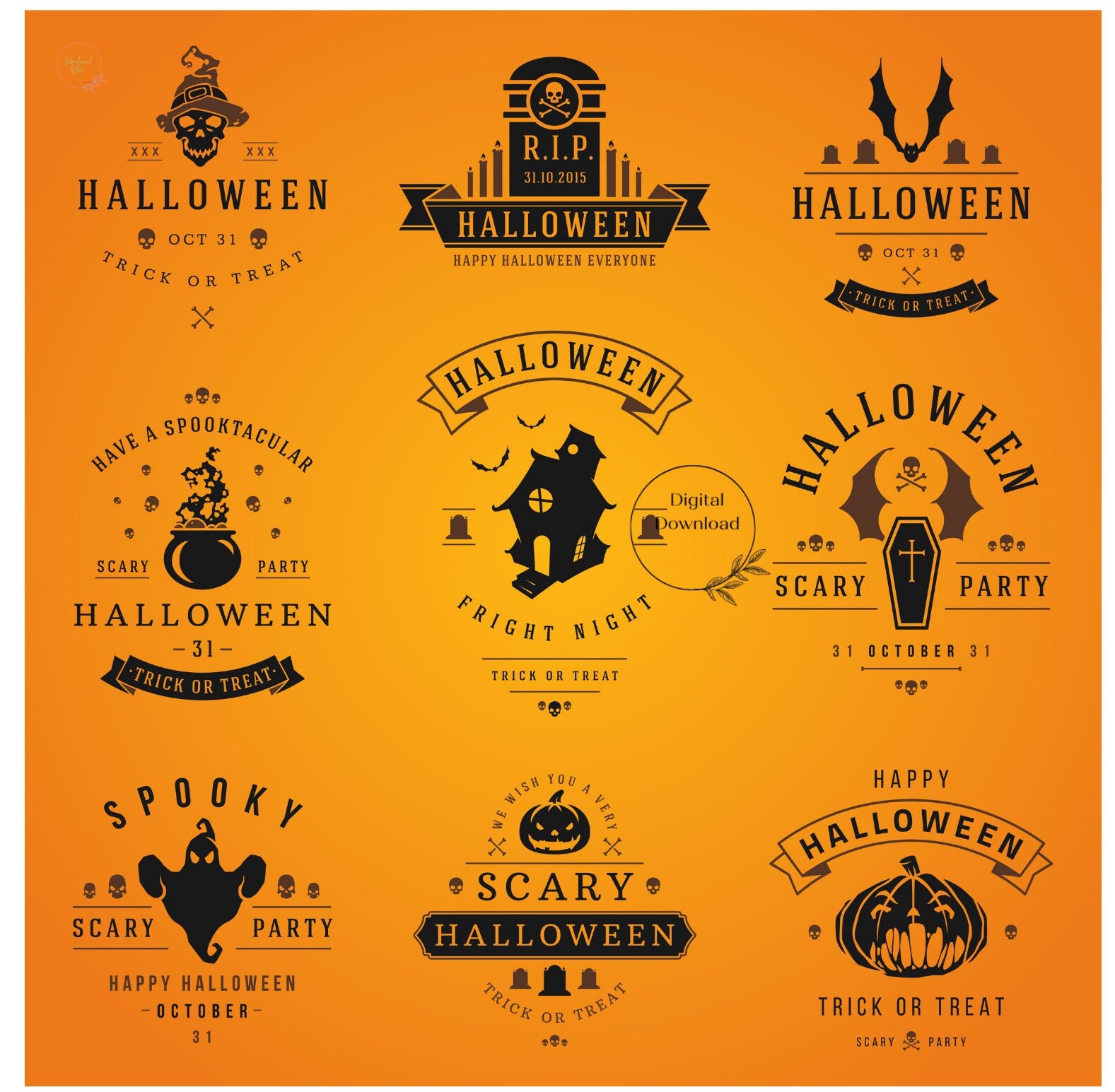 Vintage Halloween Sticker Sheets, PNG Downloadable Journal, Scrapbook ...