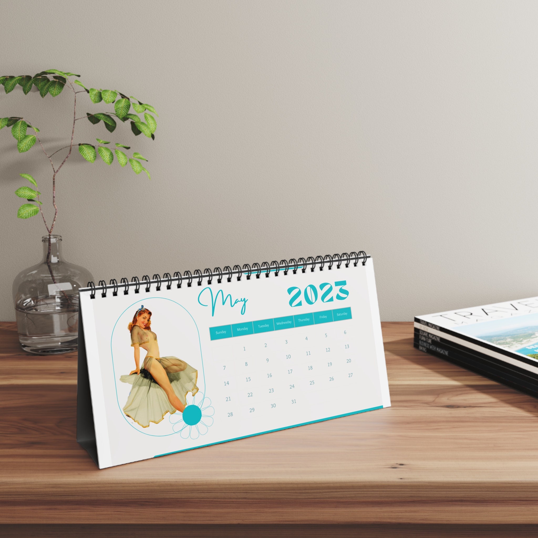 Vintage Pin up Desk Calendarretro Pin up Girls Desk Calendar Etsy