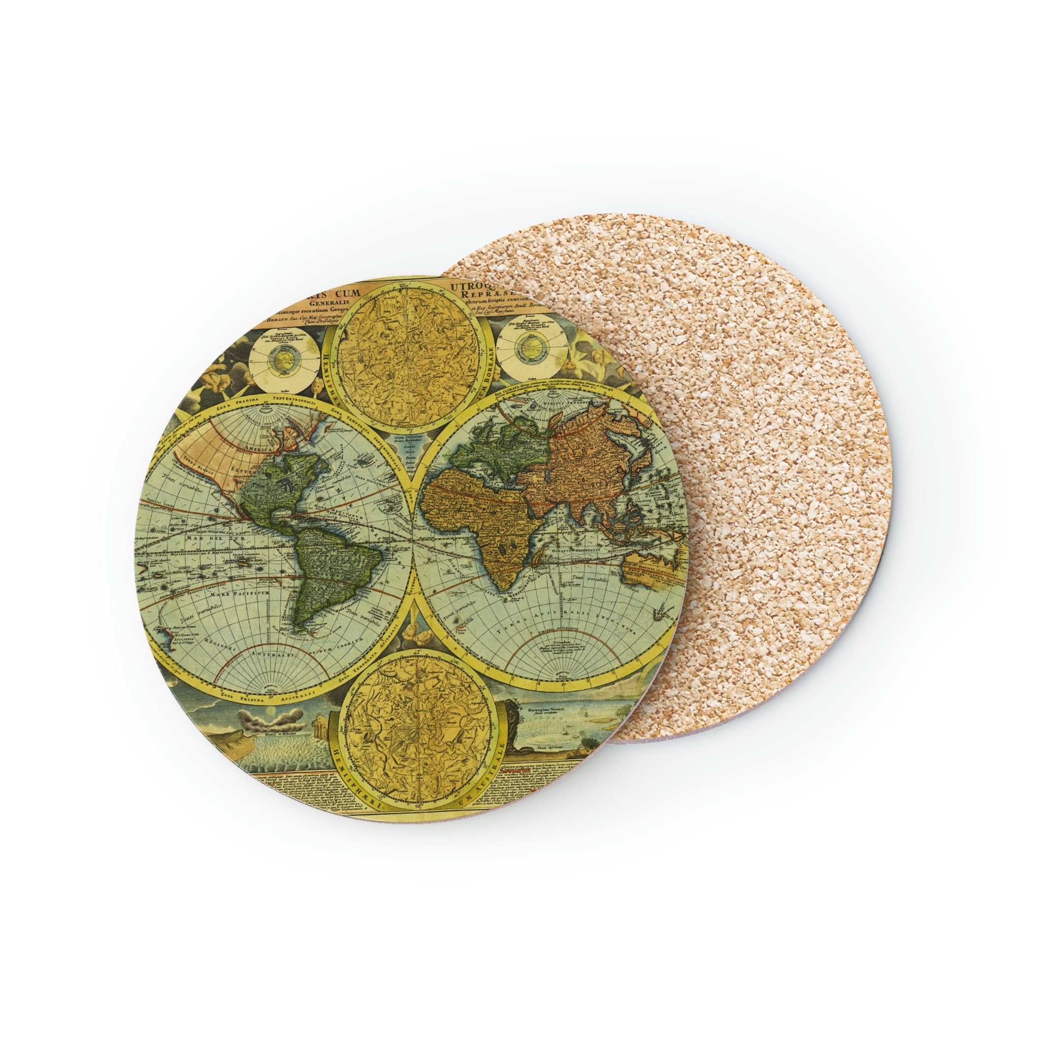 Round Map Coaster Old Map Round Coasters Set| Round Vintage Cutting Board - Etsy