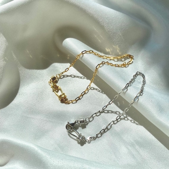 S925 Sterling Silver/gold Thick Chain Bracelet, Stylish Minimalist 