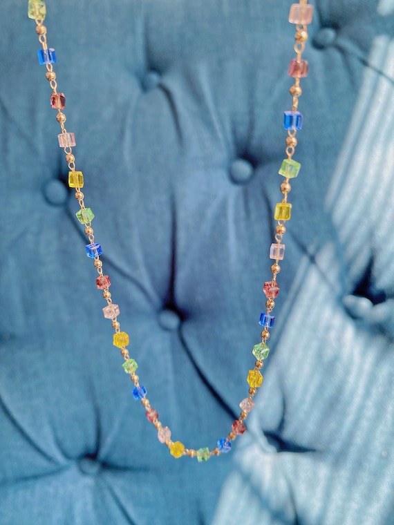 Chocker En Cristal Et Perles Multicolores Plaqué Argent - Neuf Sans Emballage