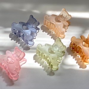 Frosted Jelly Bear Claws Clips, Hair Clips For Half Up Half Down, Medium Hair Clips, Cute Bear Hair Clips, Gift For Girls, Gift For Her