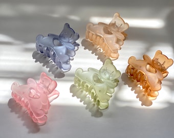 Frosted Jelly Bear Claws Clips, Hair Clips For Half Up Half Down, Medium Hair Clips, Cute Bear Hair Clips, Gift For Girls, Gift For Her