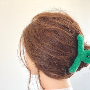 Green Plush Hair Accessories Set, Plush Hair Claw Clip, Plush Headband, Hair Clips, Girls Plush Hair Clips, Gift For Her